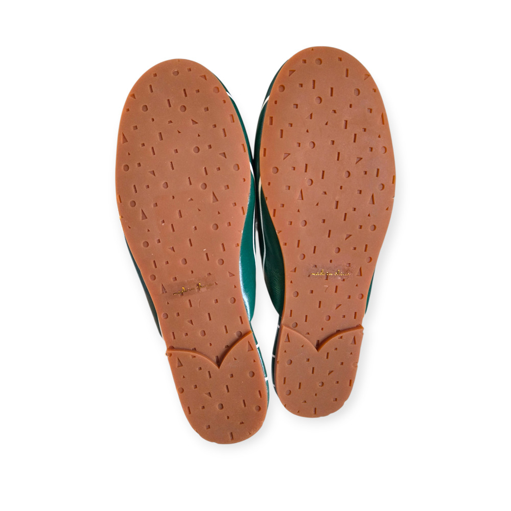 Charlotte Stone Prim Ivy Green White Striped Ballet Slide Flats Size 7‎ - Picture 8 of 9